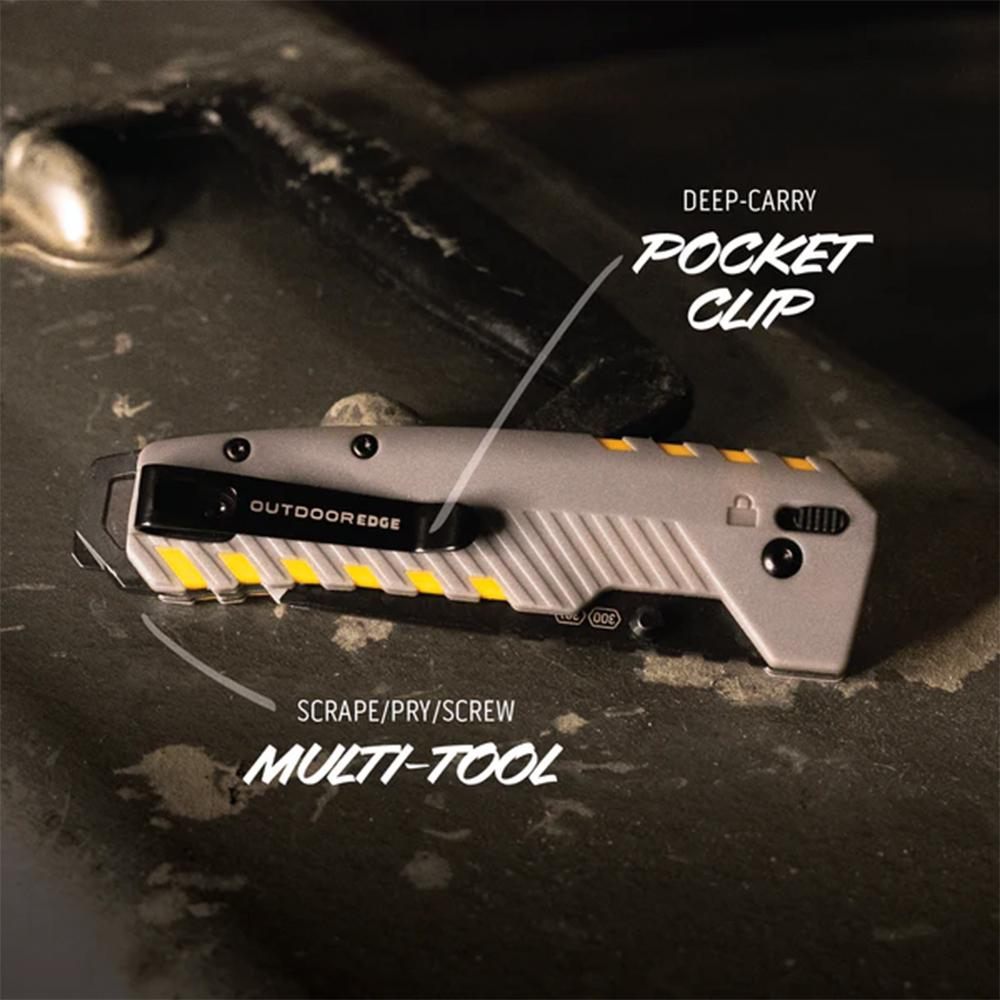 Outdoor Edge Razor XD2 (Grey/Yellow) 3in Replacable Blade Heavy Duty EDC Kn view 2