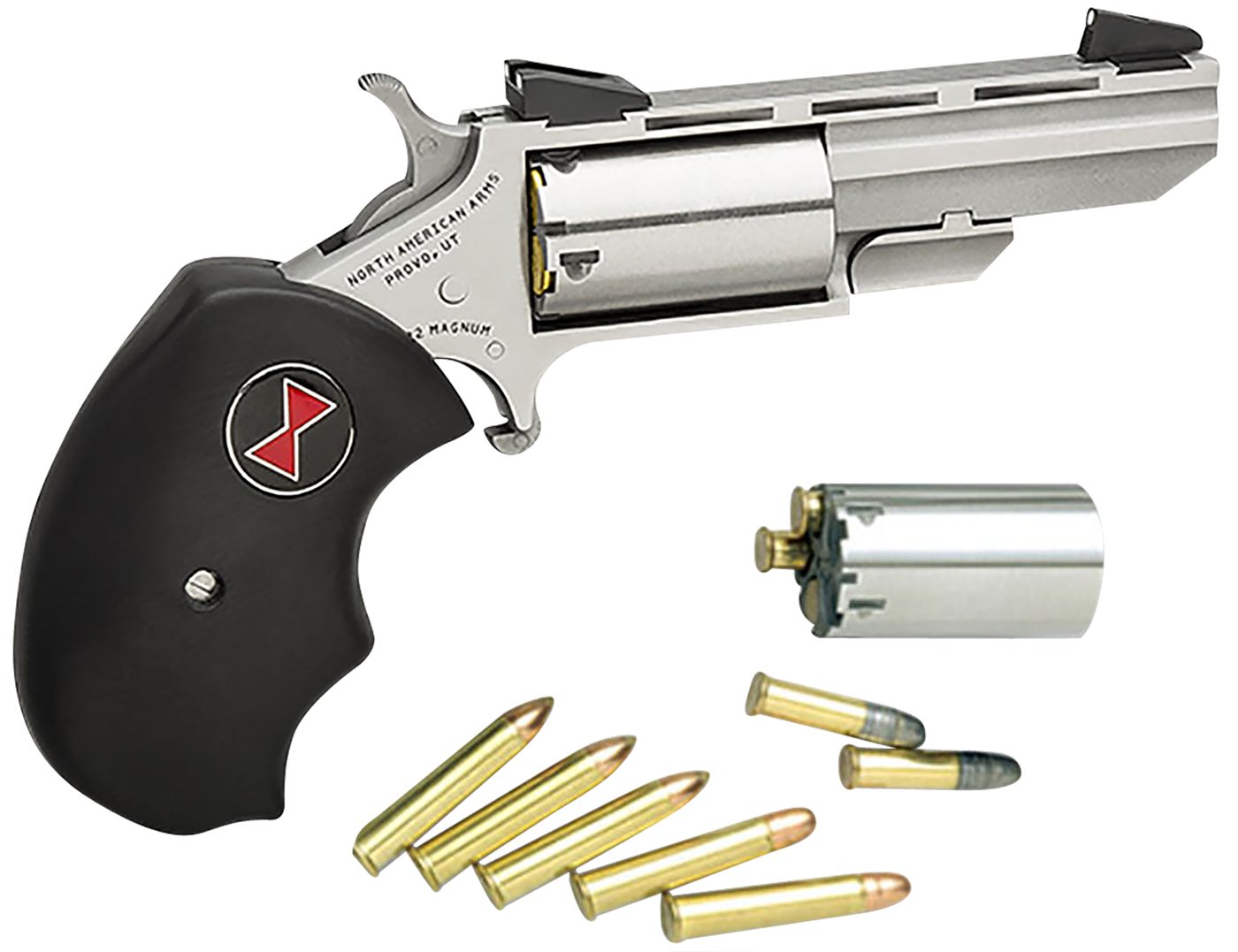 North American Arms BWC Black Widow 22 LR/22 WMR 5 Shot 2in Stainless Steel