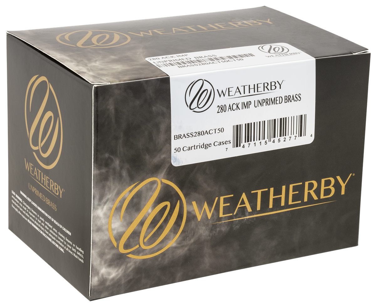 Weatherby Ammunition Unprimed Brass Rifle Cartridge Cases 280 Ackley Improv