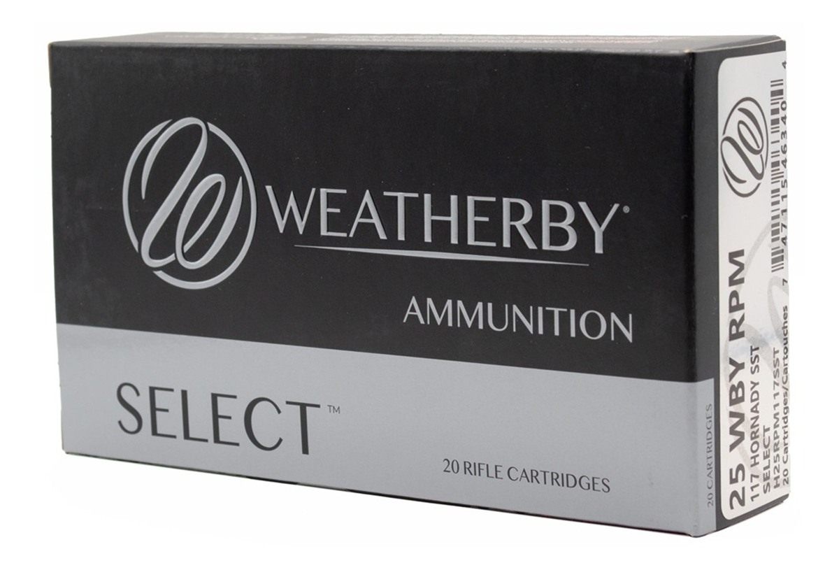 Weatherby Select Plus Hornady SST Rifle Ammunition 25 Wby RPM 117gr PT 3150
