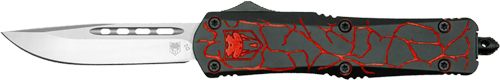 Cobratec Knives Medium FS-3 OTF Fractured Black RED 3in D2