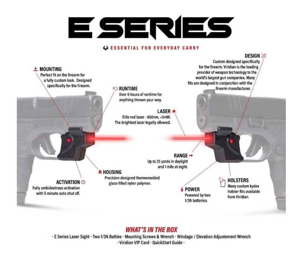 Viridian Green Laser E Series Red Black Savage Stance w/ Kydex Holster IWB