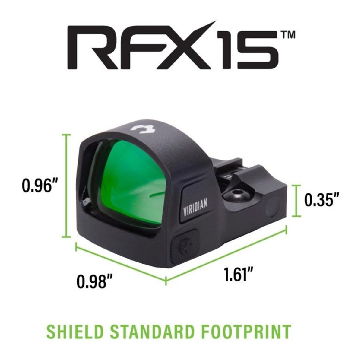 Viridian Green Lasers RFX15 1x17 Micro Dot Reflex Sight - Shield Mounting p view 5