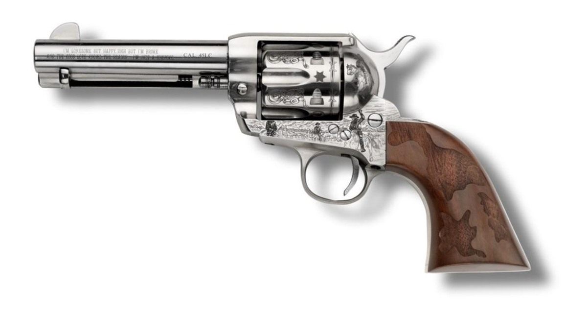 EMF Pietta PFI45CP434EW Cowpoke 45 Colt (Long 6 Shot 4.75in Nickel Barrel view 2