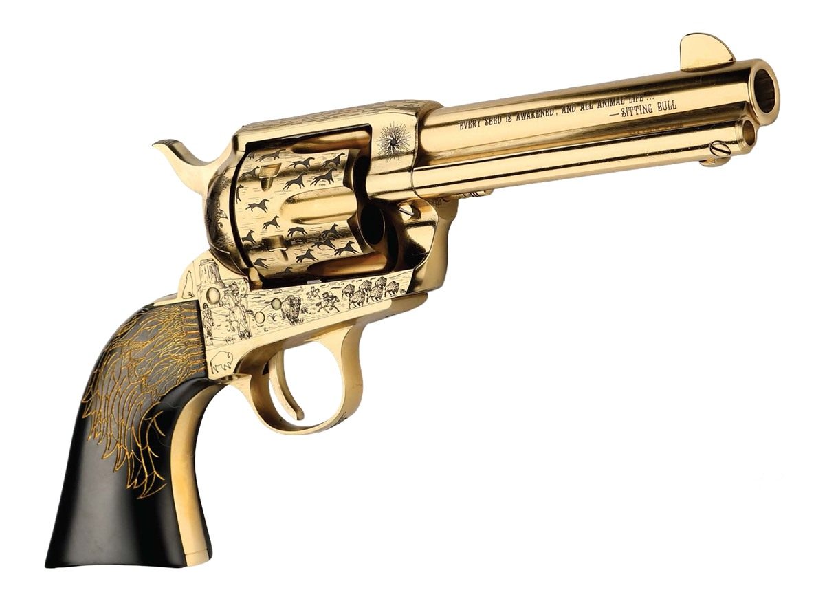 EMF Pietta PFI357KOP434EP 357 Mag 6 Shot 4.75in Ultra Black Engraved w/Eagl