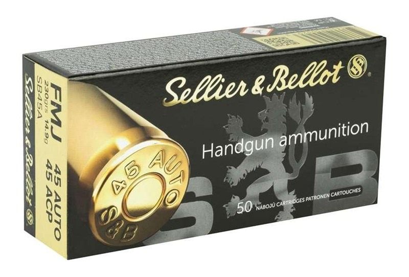 Sellier Bellot SB45A Handgun 45ACP 230gr Full Metal Jacket 50 Per Box/20 Ca view 2
