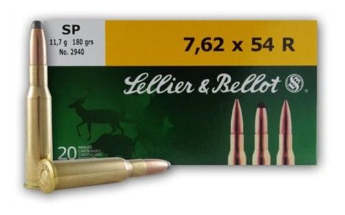 Sellier Bellot SB76254RB Rifle 7.62x54mmR 180gr Soft Point 20 Per Box/20 Ca view 3