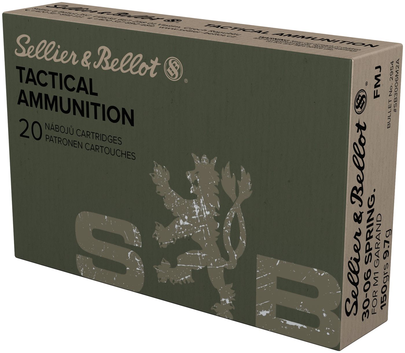 Sellier Bellot SB3006M2 Rifle 30-06 Springfield 150gr Full Metal Jacket 20 view 2