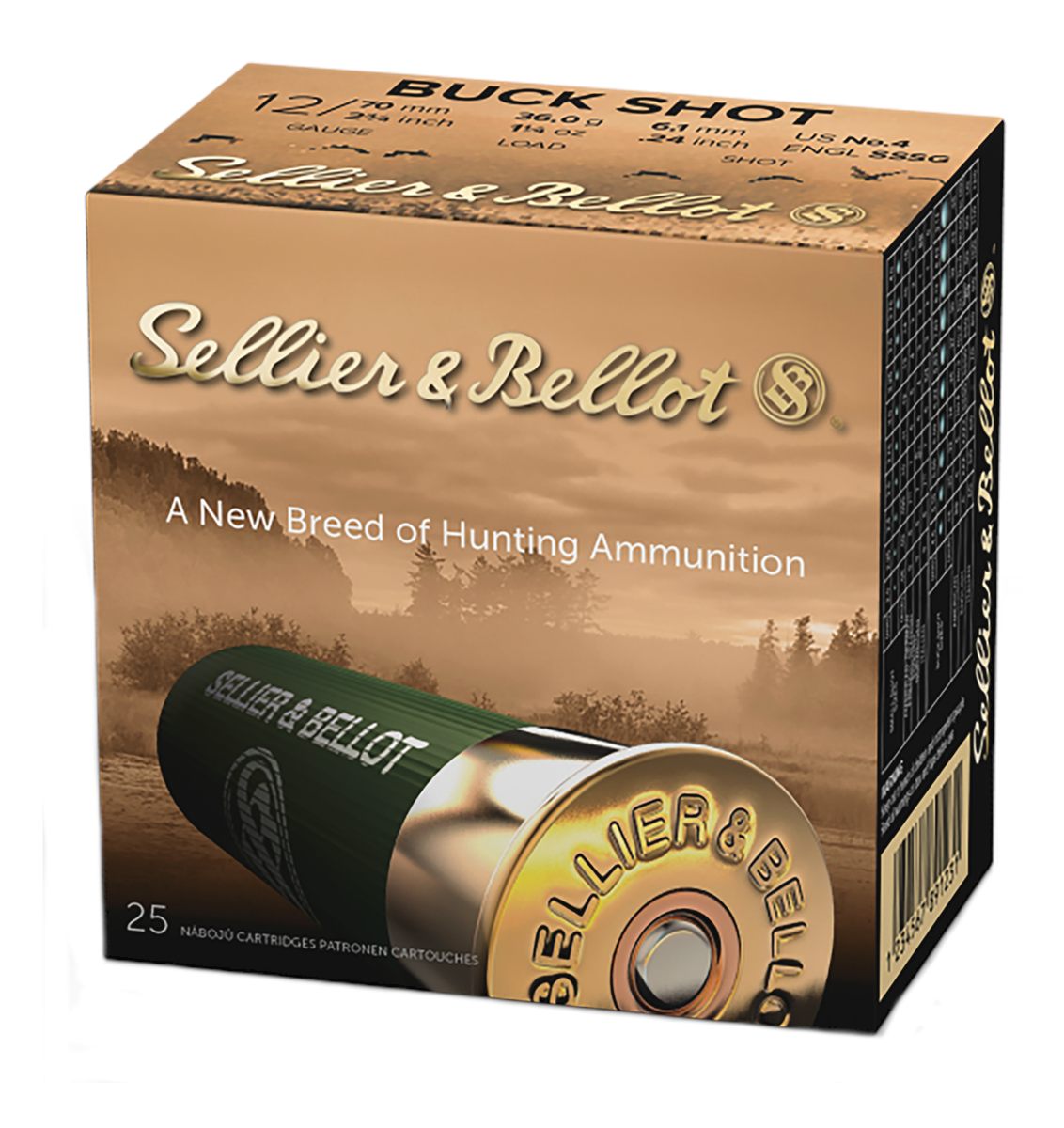 Sellier Bellot SB12BSB Hunting 12 Gauge 2.75in 27 Pellets 1 1/4oz 4 Buck Sh
