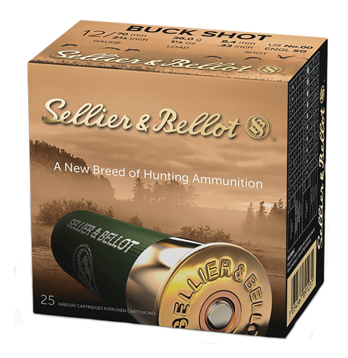 Sellier Bellot SB12BSC Hunting 12 Gauge 2.75in Pellets 1 1/4oz 00 Buck Shot