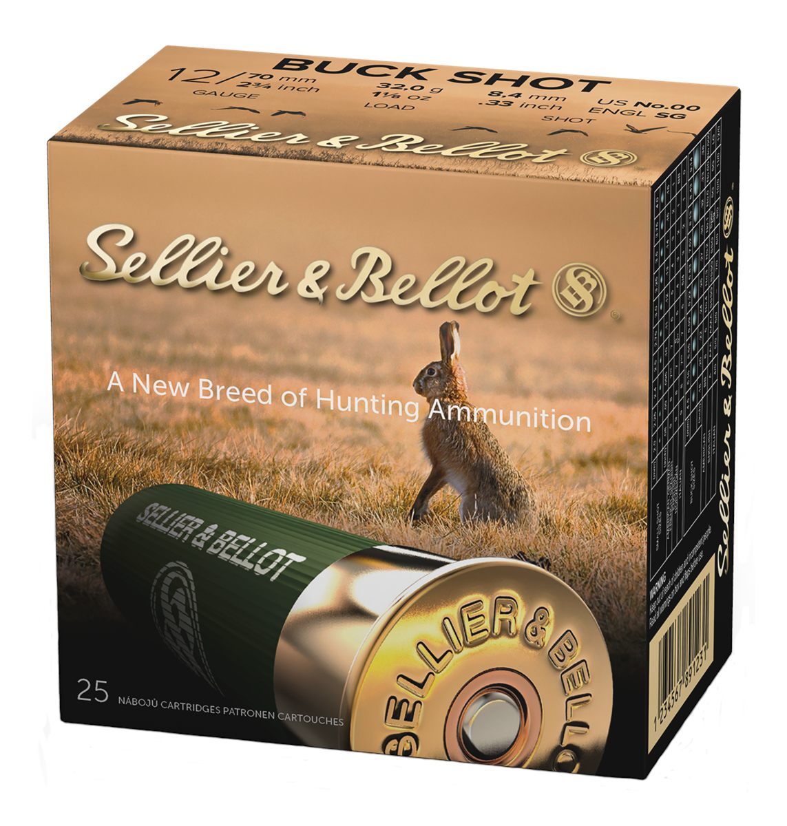 Sellier Bellot SB12BSG Hunting 12 Gauge 2.75in 9 Pellets 1 1/8oz 00 Buck Sh