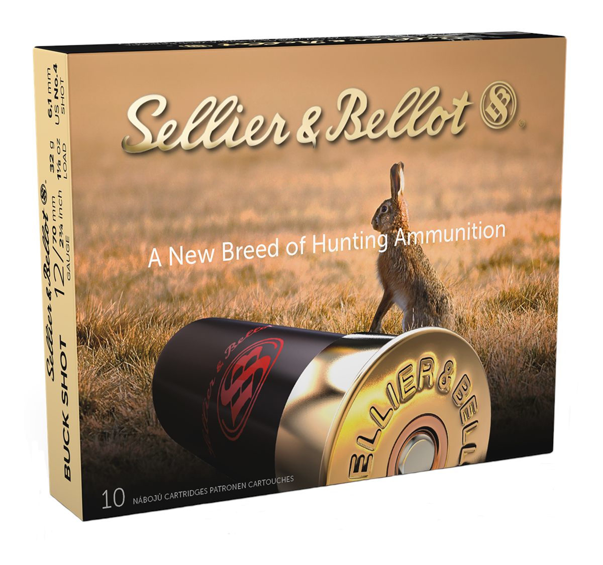 Sellier Bellot SB12BSH Hunting 12 Gauge 2.75in 21 Pellets 1 1/8oz 4 Buck Sh