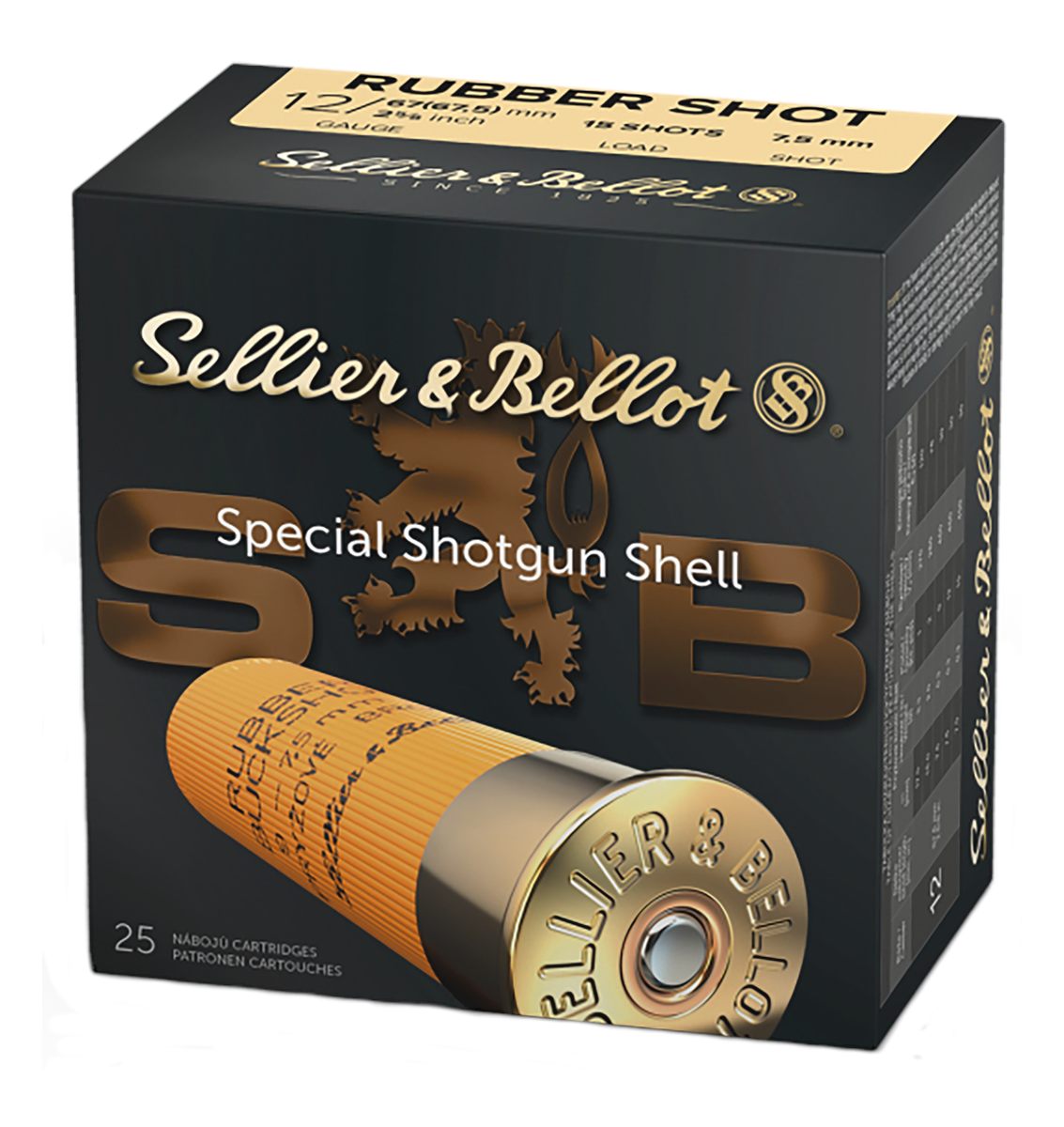 Sellier Bellot SB12RSA Shotgun 12 Gauge 2.75in 2 11/16oz 15 Rubber Pellets