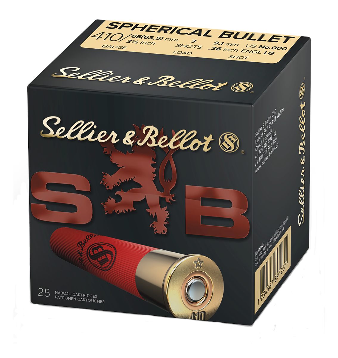 Sellier Bellot SB410A Hunting 410 Gauge 2.50in 3 Pellets 1/2oz Spherical 00