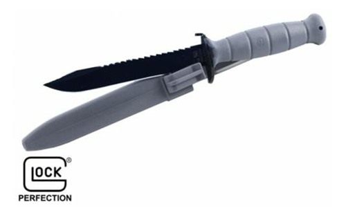 Glock Field Knife 6-1/2in Clip Point Blade Black Grey with Saw Bulk