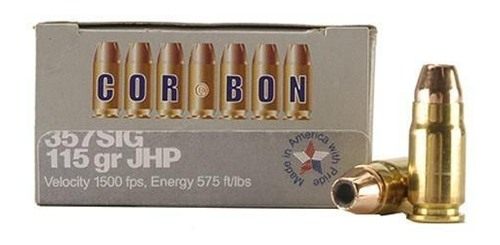 Corbon Ammo Self-Defense JHP Handgun Ammunition .357 SIG 115 gr 1500 fps 20