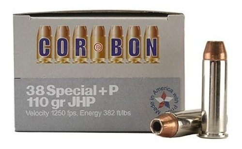 Corbon Ammo Self-Defense JHP Handgun Ammunition .38 Spl (+P) 110 gr 1050 fp