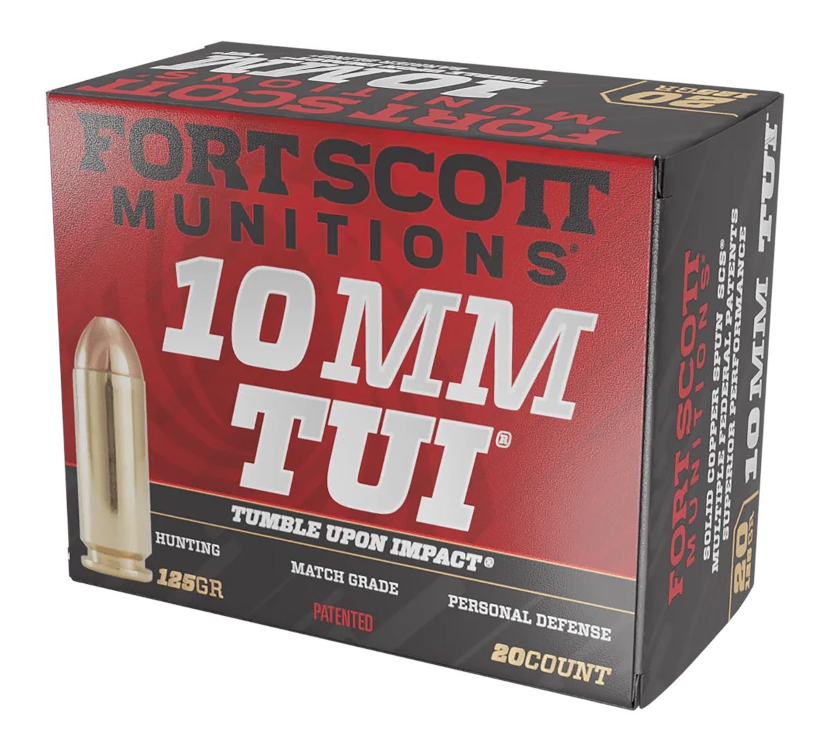 Fort Scott Munitions 10MM124SCV Tumble Upon Impact (TUI) 10mmAuto 125gr Sol
