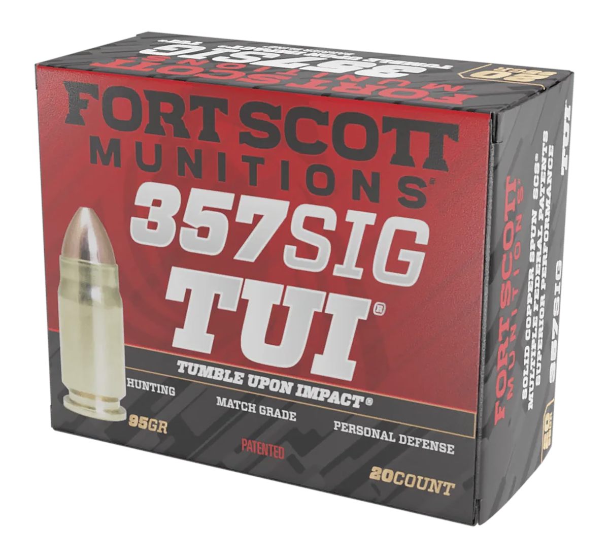 Fort Scott Munitions 357SIG095SCV Tumble Upon Impact (TUI) 357 Sig 95gr Sol