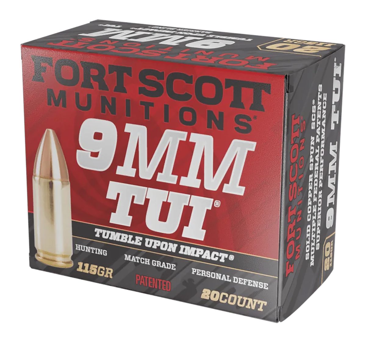 Fort Scott Munitions 9MM115SCV Tumble Upon Impact (TUI) 9mmLuger 115gr Soli