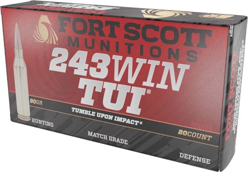 Fort Scott Munitions 243080SCV Tumble Upon Impact (TUI) Rifle 243 Win 80gr view 2