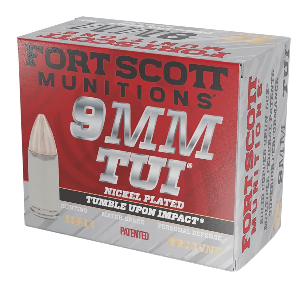 Fort Scott Munitions 9MM115SCVNIC Tumble Upon Impact (TUI) 9mmLuger 115gr S