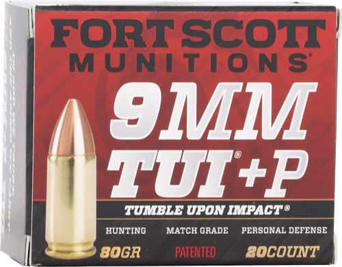 Fort Scott Munitions 9MM+P-080-SCV Tumble Upon Impact (TUI) 80gr Solid Copp view 2