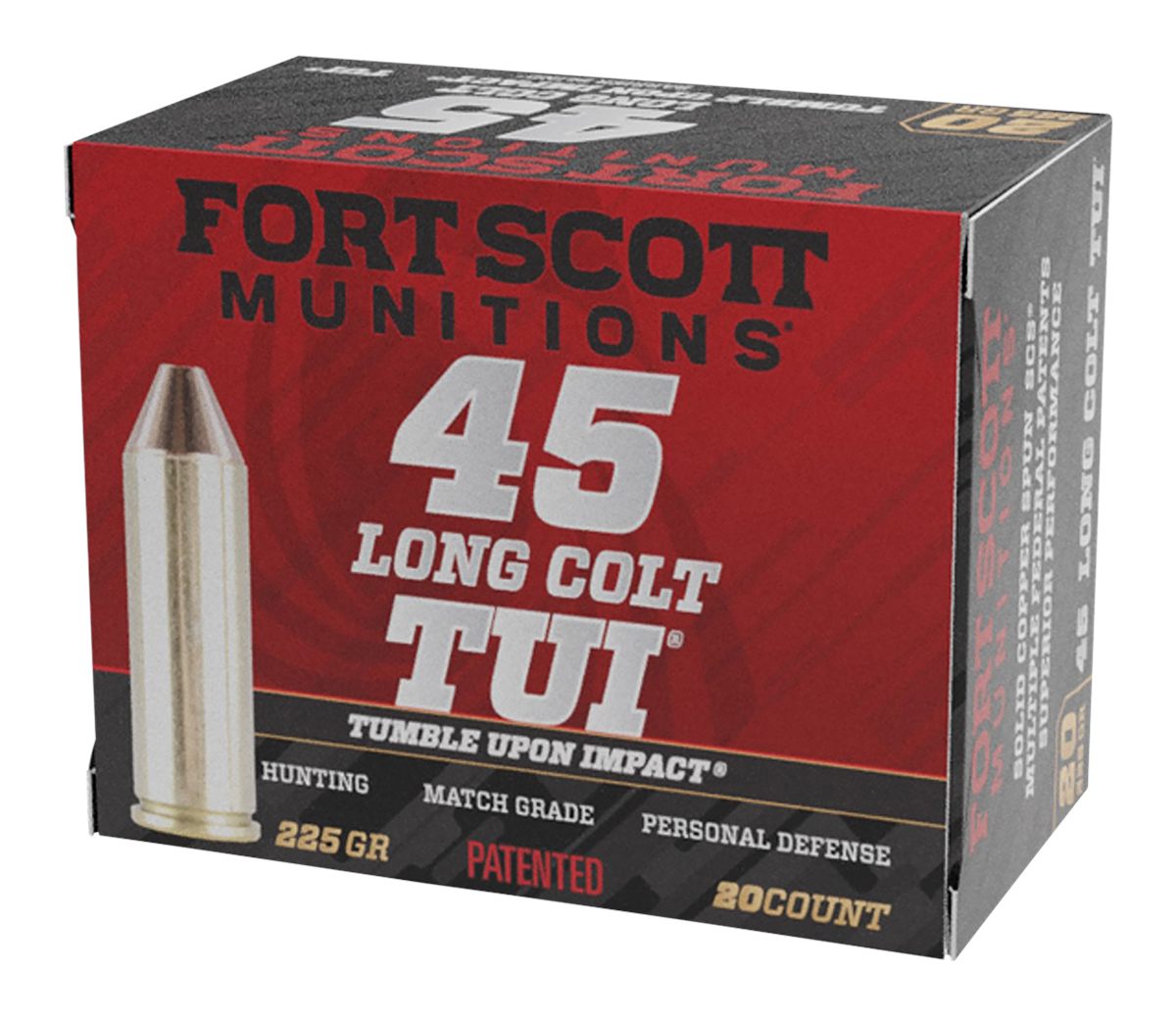 Fort Scott Munitions 45LC225SCV Tumble Upon Impact (TUI) 45 LongColt 225gr