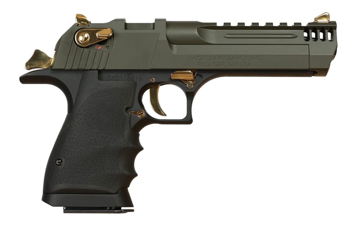 Desert Eagle Mgnm Rsrch LT Weight DE44 Pstl Green/Gold Apptmnts 5in Barrel view 2