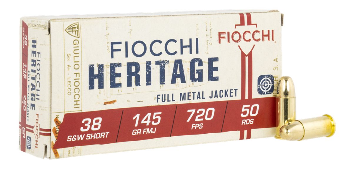 Fiocchi Ammunition 38SWSHA Heritage WShort 145gr Full Metal Jacket 50 Per B