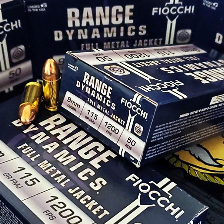 Fiocchi Ammunition 9AP Range Dynamics 9mmLuger 115gr Full Metal Jacket 50 P