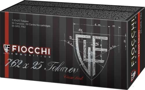 Fiocchi Ammunition 762TOK Heritage 7.62x25mmTokarev 88gr Full Metal Jacket view 2