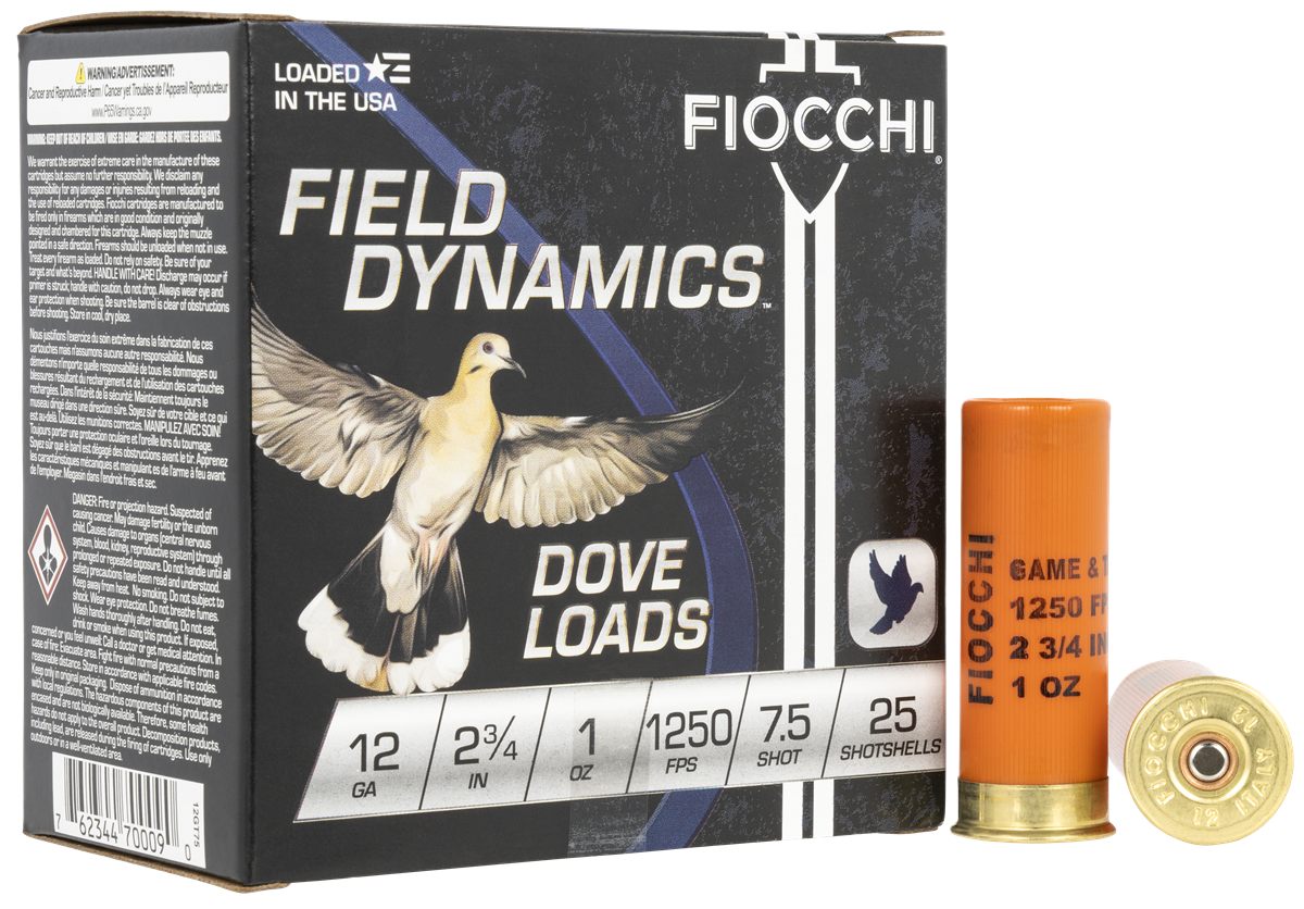 Fiocchi Ammunition 12GT75 Field Dynamics Dove Quail 12 Gauge 2.75in 1oz 7.5