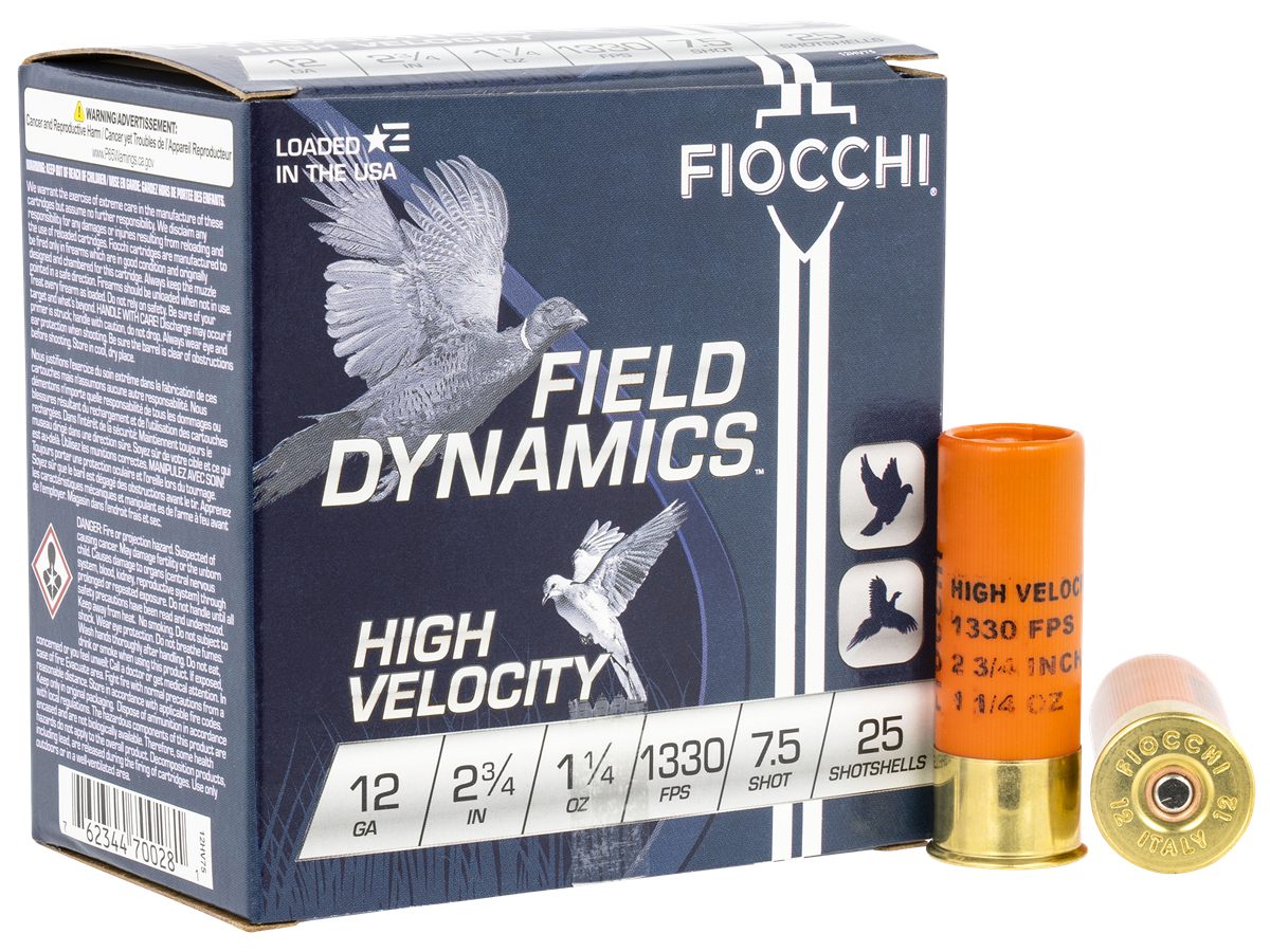 Fiocchi Ammunition 12HV75 Field Dynamics High Velocity 12 Gauge 2.75in 1 1/