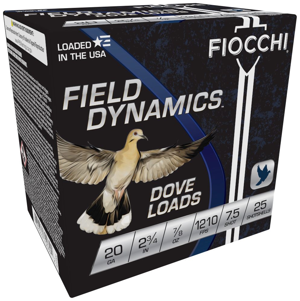 Fiocchi 20GT75 Field Dynamics Dove Quail 20 Gauge 2.75in 7/8oz 7.5 Shot 25