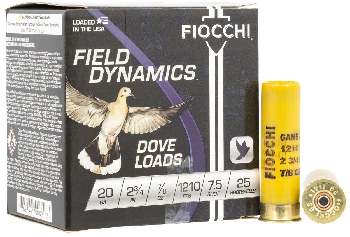 Fiocchi 20GT75 Field Dynamics Dove Quail 20 Gauge 2.75in 7/8oz 7.5 Shot 25 view 2