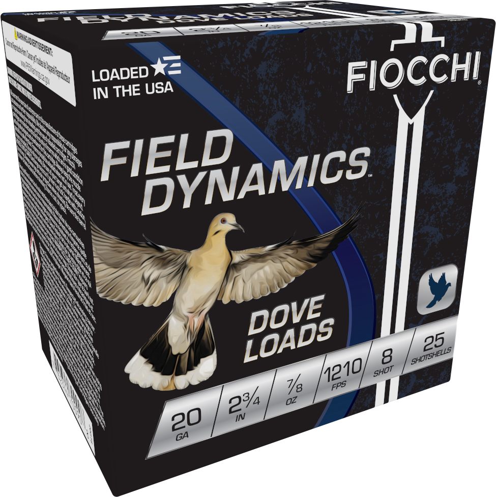 Fiocchi Ammunition 20GT8 Field Dynamics Dove Quail 20 Gauge 2.75in 7/8oz 8