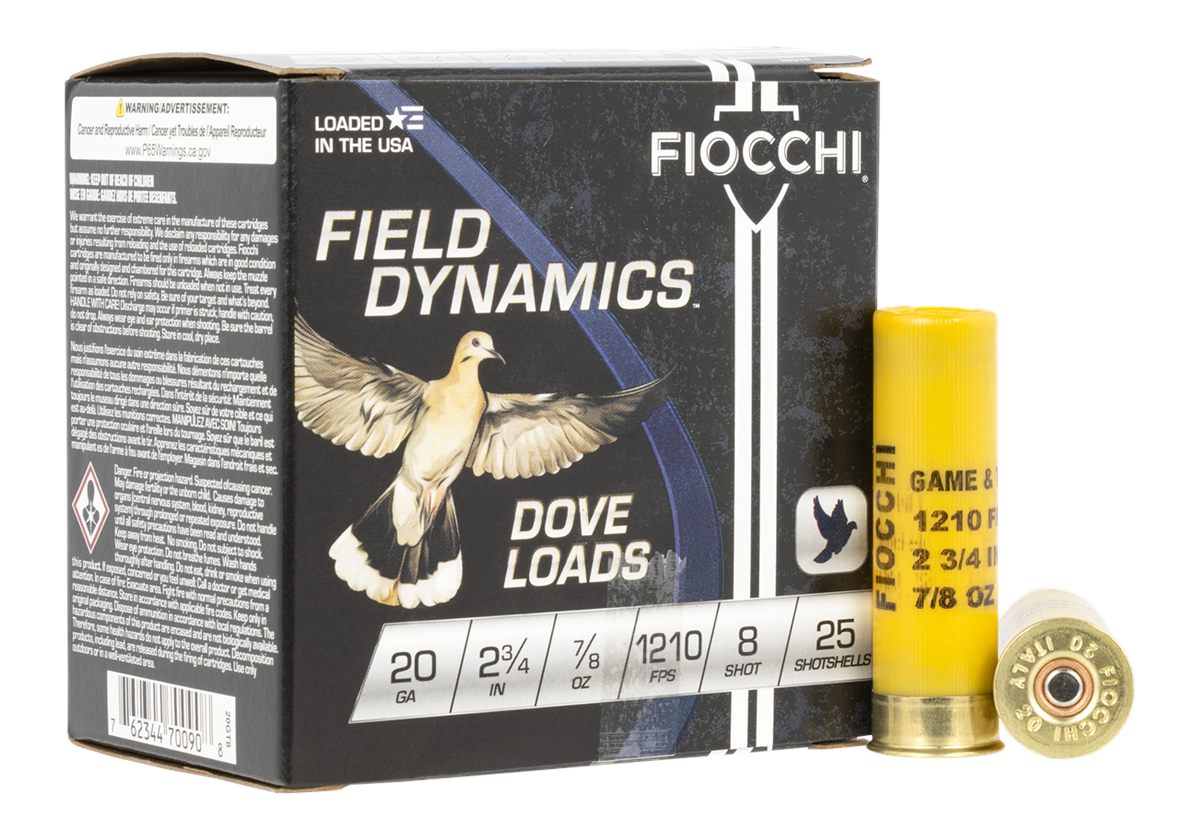 Fiocchi Ammunition 20GT8 Field Dynamics Dove Quail 20 Gauge 2.75in 7/8oz 8 view 2