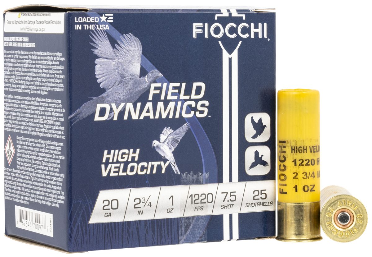 Fiocchi Ammunition 20HV75 Field Dynamics High Velocity 20 Gauge 2.75in 1oz view 2