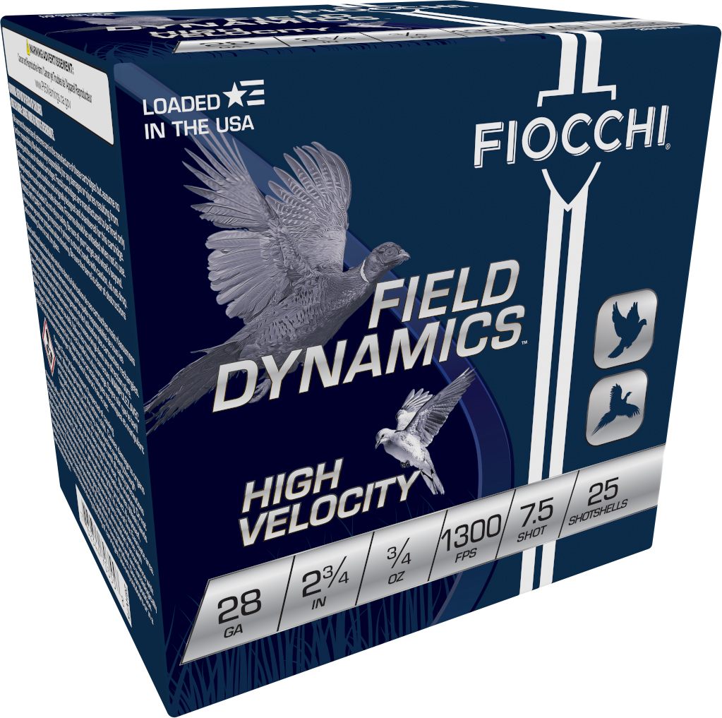 Fiocchi 28HV75 Field Dynamics High Velocity 28 Gauge 2.75in 3/4oz 7.5 Shot