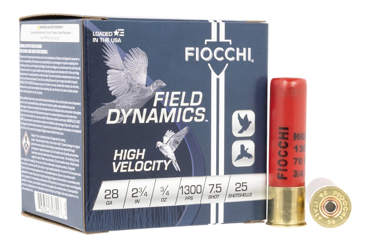 Fiocchi 28HV75 Field Dynamics High Velocity 28 Gauge 2.75in 3/4oz 7.5 Shot view 2