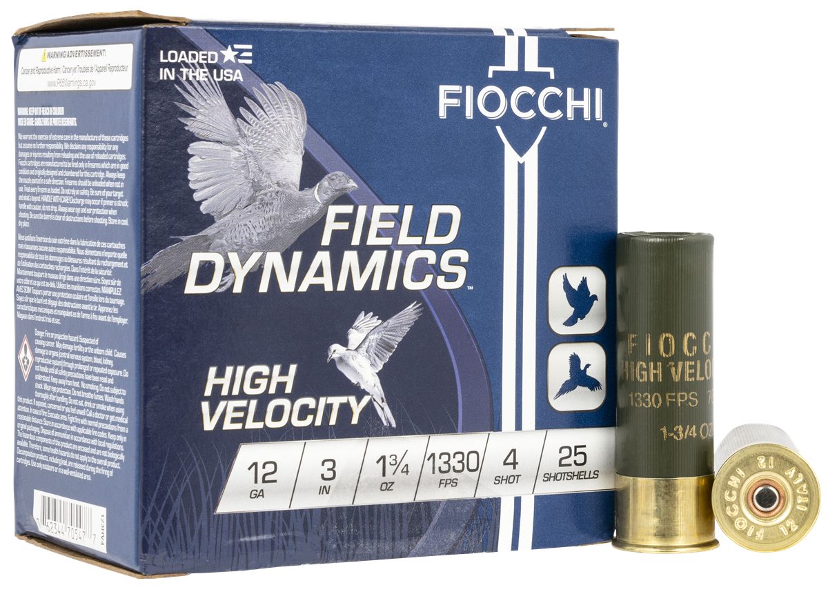 Fiocchi Ammunition 123HV4 Field Dynamics High Velocity 12 Gauge 3in 1 3/4oz