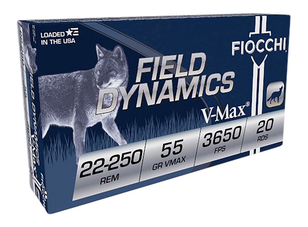 Fiocchi Ammunition 22250HVD Field Dynamics 22-250 Rem 55gr Hornady V Max 20