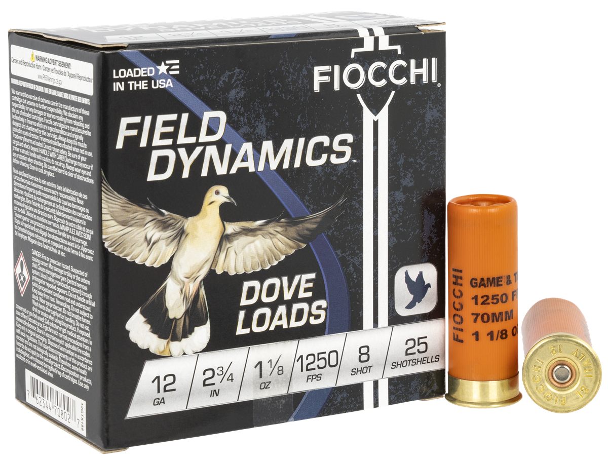 Fiocchi Ammo 12GTX188 Field Dynamics Dove Quail 12 Gauge 2.75in 1 1/8oz 8 S