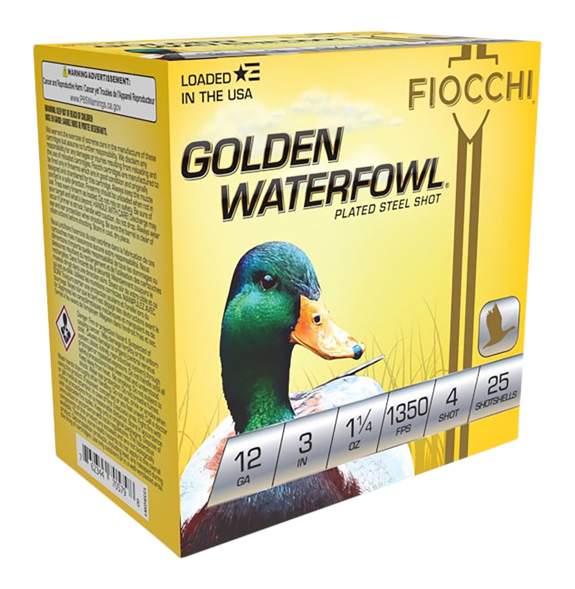 Fiocchi Ammunition 123SGW4 Golden Waterfowl 12 Gauge 3in 1 1/4oz 4 Shot 25