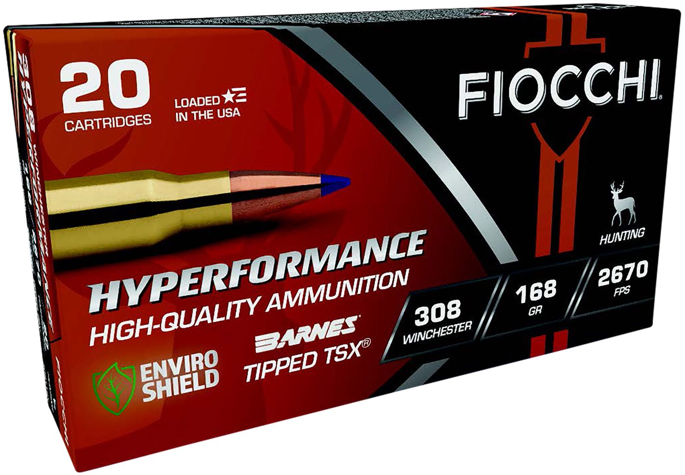 Fiocchi Ammunition 308TTSX Hyperformance 308 Win 168gr Barnes Tipped TSX 20