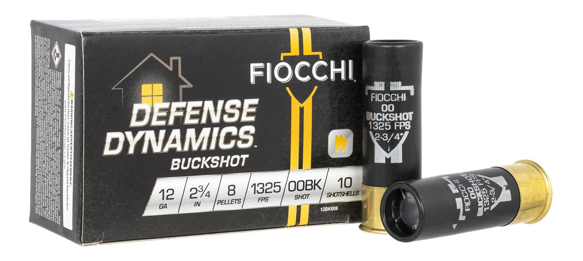 Fiocchi Ammunition 12BK008 Defense Dynamics 12 Gauge 2.75in 8 Pellets 00 Bu