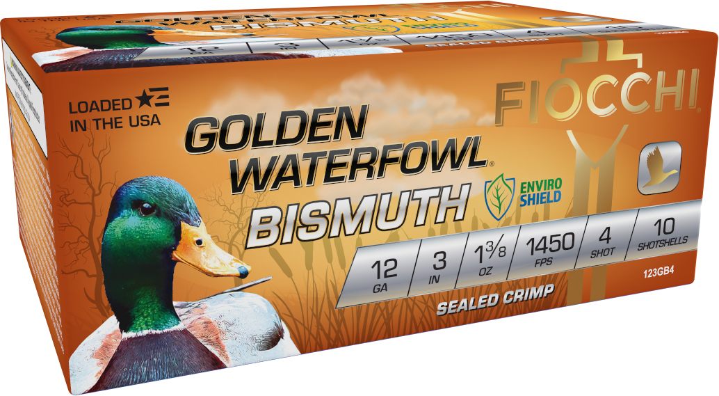 Fiocchi 123GB4 Golden Waterfowl Bismuth 12 Gauge 3in 1 3/8oz 4 Shot 10 Per view 2