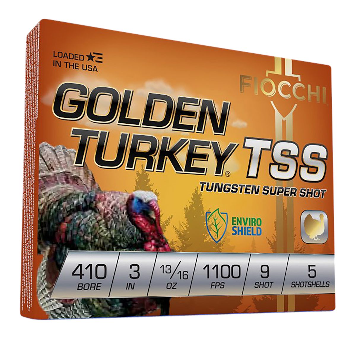 Fiocchi Golden Turkey Tungsten TSS Shotshells 410 ga 3in 13/16oz 1100 fps 9