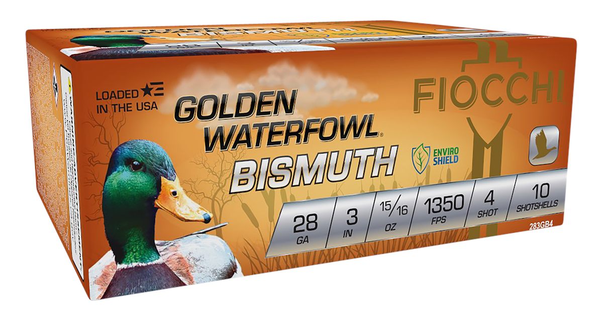Fiocchi 283GB4 Golden Waterfowl Bismuth 28 Gauge 3in 15/16oz 4 Shot 10 Per